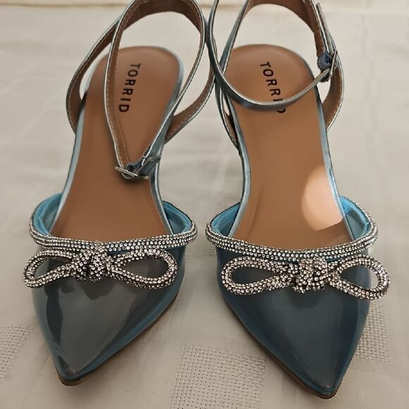 Torrid Blue Strappy Heels with Bow Detail - Picture 15 of 16